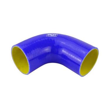 Imagem de Mangueira De Silicone Azul Amarela Preta Com Curva De 90 Graus 25mm Pa