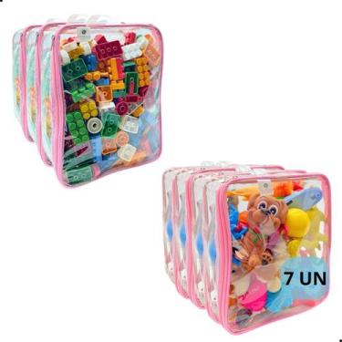 Imagem de Kit 7 Organizadores Brinquedos PVC bubag 4P 3M, Rosa