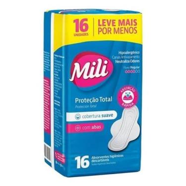 Imagem de Absorvente Mili Proteção Total Suave com Abas  com 16 Unidades
