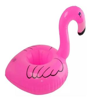 Imagem de Kit 10 Porta Copos Boia Inflável Flamingo