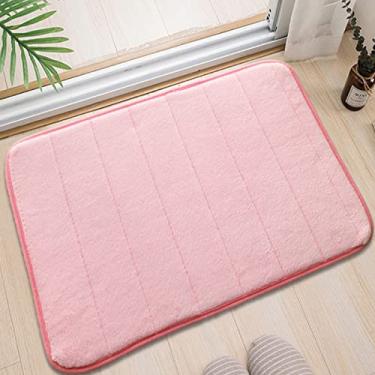 Imagem de Tapete de banheiro de espuma viscoelástica 40,64 cm x 61 cm, absorvente macio, antiderrapante, veludo coral, fácil de secar, lavável na máquina, tapete de banheiro, rosa