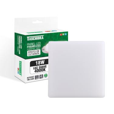 Imagem de Painel de Led Taschibra Frameless Quadrado Sobrepor 18W Bivolt 4000K Neutro Suave