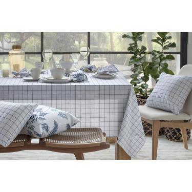 Imagem de Toalha De Mesa Retangular Naturalle Grid Marinho 160X220