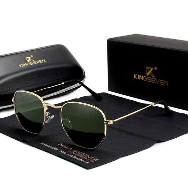 Imagem de Óculos de Sol Masculino Clássico Hexágono Kingseven Proteção Polarizados UV400 Espelho