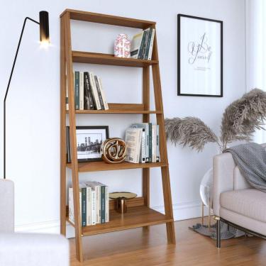 Imagem de Estante para Livros Escada 4 Prateleiras Tok Yescasa Noce MIlano