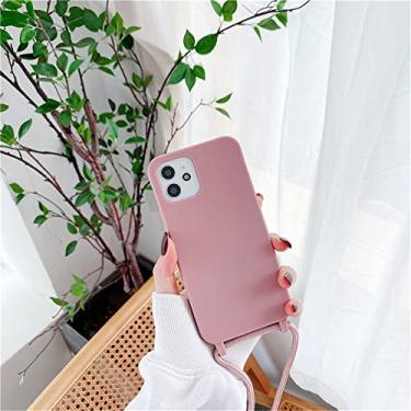 Imagem de Capa de suporte de cordão de colar de corpo cruzado de luxo para iphone 11 12 13 pro max mini xs xr x 6s 7 8 plus se2 capa de alça de silicone macio, cinza roxo, para iphone 11