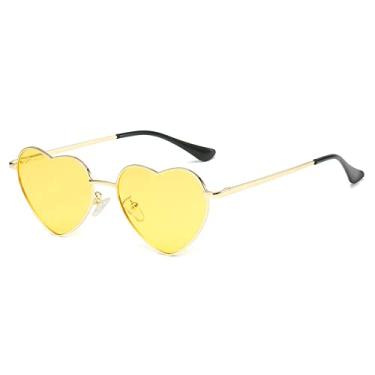 Imagem de Óculos de sol da moda amor em forma de coração óculos de sol polarizados mulheres homens design doce óculos festa óculos de sol óculos de sol ao ar livre uv400 óculos de sol, amarelo, ouro, armação de metal