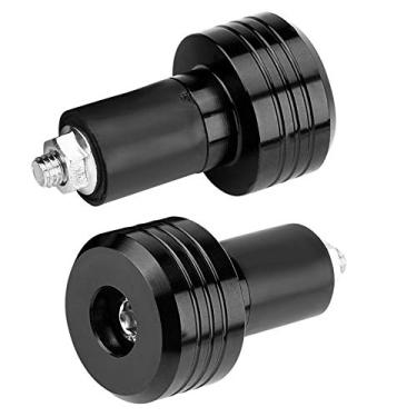 Imagem de Par de 22 mm universal de alumínio para guidão de motocicleta extremidades de equilíbrio de peso plugue preto universal peso do guidão da motocicleta guidão extremidades do guidão do guidão da