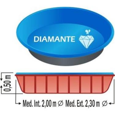 Imagem de Piscina De Fibra Infantil Modelo Diamante 2 X 0 - Cristal Fiber