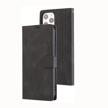 Imagem de YINGDAFENG Capa para iPhone 14, capa carteira flip fólio de couro PU com slots para cartão suporte fecho magnético capa de telefone à prova de choque proteção total TPU interna Shell, preta