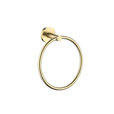 Imagem de Conjunto de ferragens de banheiro escovado casaco de ouro roupão gancho de toalha suporte de rolo rolo de papel escova de limpeza acessórios de banheiro, anel de toalha