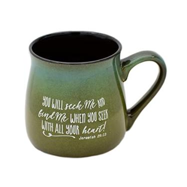 Imagem de Caneca de cerâmica para sopas de chá de café | Você vai me procurar e me encontrar quando você busca com todo o seu coração! Jeremiah 29: 13 | Caneca de designer de 473 ml com sensação inspiradora | Visual elegante de cerâmica