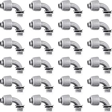 Imagem de Conector líquido apertado conector de conduíte elétrico não metálico flexível de 1,27 cm, encaixes de conduíte de PVC elétrico de 90 graus para casa, cozinha, banheiro, tubo, ferramentas (24 peças)