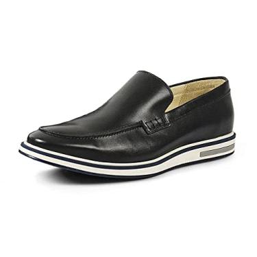 Imagem de Sapato Casual Masculino Loafer Couro Legítimo Stone Slim Reverso - 1131 - Preto Tamanho:44;Cor:Preto