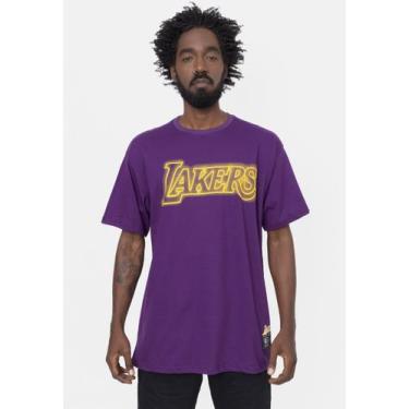 Imagem de Camiseta Nba Plus Size Blur Logo Los Angeles Lakers Roxa