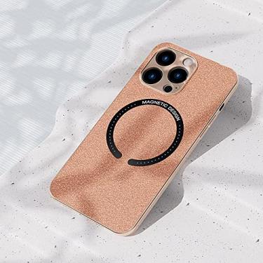 Imagem de Estojo de carregamento magnético sem fio para iphone 14 13 12 11 pro max 14 plus skin couro fino capa traseira dura, ouro, para iphone 13 pro