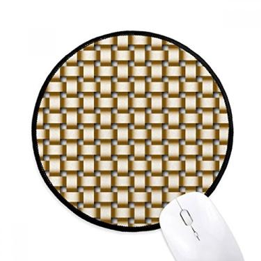 Imagem de Tapete de mouse marrom de malha de linho de tecido para mesa de escritório tapete redondo para computador