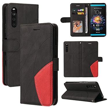 Imagem de Capa carteira para Sony Xperia 10 III, compartimentos para porta-cartões, fólio de couro PU de luxo anexado à prova de choque capa flip com fecho magnético com suporte para Sony Xperia 10 III (preto)
