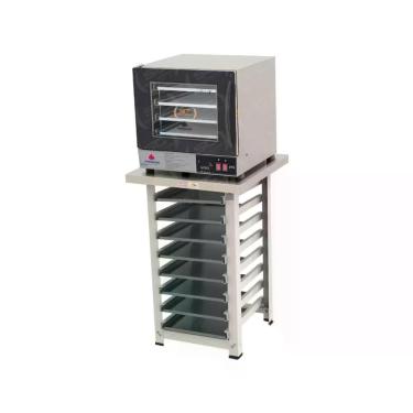 Imagem de Kit - Forno Turbo Elétrico Fast Oven PRP-004 Plus 127V Preto + Bancada MES-004  + 8 Assadeiras - Progás