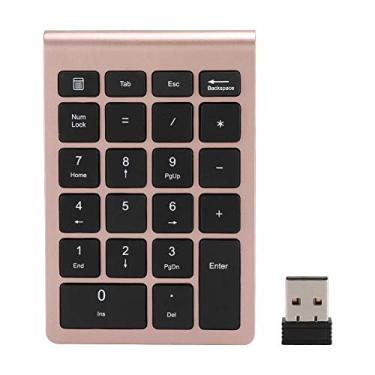 Imagem de Junluck Teclado de baixo atraso, mini tesoura para pé teclado numérico numérico, ergonômico USB Plug and Play para Windows (ouro rosa)