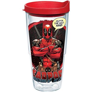 Imagem de Tervis Feito nos EUA de parede dupla Marvel - copo térmico Deadpool mantém as bebidas frias e quentes, 700 ml, nerd