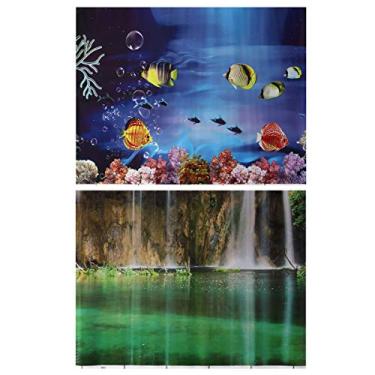 Imagem de POPETPOP 3D fundo de aquário, adesivo de fundo de aquário dupla face adesivo de papel de parede de peixe imagens decorativas fundo de água imagem decoração (40 x 52 cm)