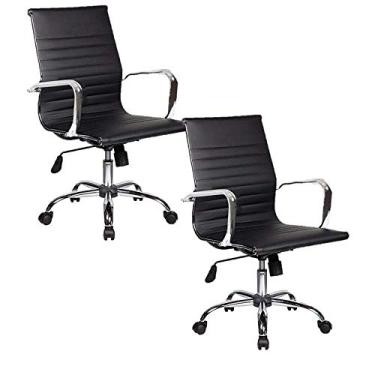 Imagem de Conjunto 2 Cadeiras Presidente Boston Giratória Regulagem de Altura a Gás Esteirinha