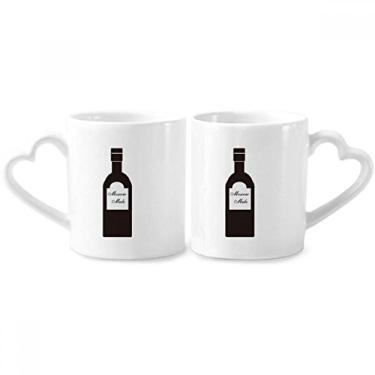 Imagem de Conjunto de canecas de porcelana para casal de coquetéis de suco laranja com alça de coração