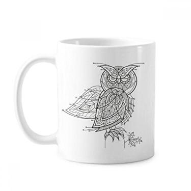 Imagem de Tinta de pássaro Flying Line Caneca preta cerâmica café porcelana copo talheres