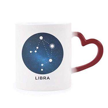 Imagem de Caneca Libra Constelação signo do zodíaco sensível ao calor Caneca vermelha que muda de cor