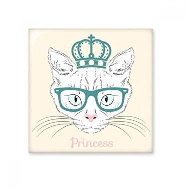 Imagem de Vidro de sol com coroa de gato branco princesa azulejo de cerâmica brilhante decalque de pedra adornada de tijolo esmaltado