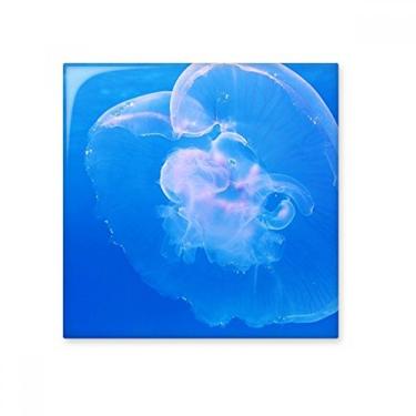 Imagem de Azulejo de cerâmica brilhante natureza água-viva azul oceano pedra adornada tijolo vitrificado