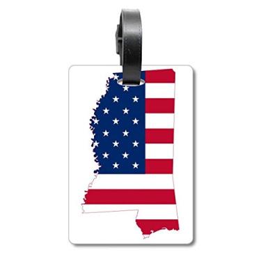 Imagem de Mississippi Mapa dos EUA Estrelas Listras Bandeira Forma Bolsa de Mala Etiqueta Cartão de Bagagem Pendurada Etiqueta