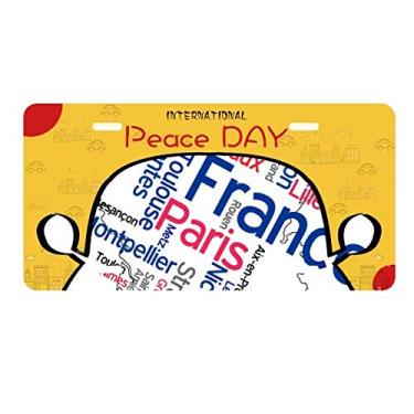 Imagem de DIYthinker Palavras nome da cidade, marca França, placa de automóvel, etiqueta para decoração de carro, dia da paz