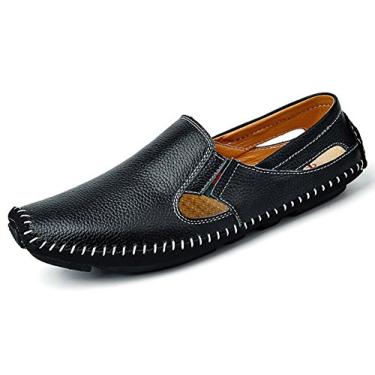 Imagem de Noblespirit sapato masculino para dirigir sapato de couro moderno chinelo casual sapato mocassim no verão, Preto, 6.5