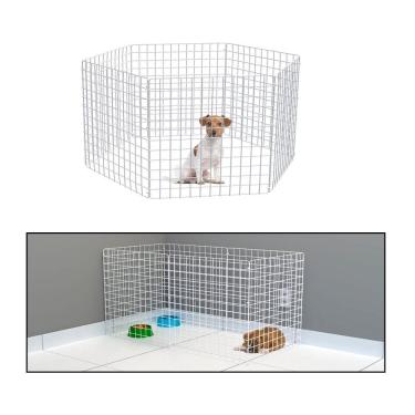 Imagem de Cercado Móvel Cachorro Pequeno Porte Gato Porquinho da Índia Cercadinho Pet 6 Telas 60cm Altura Branco