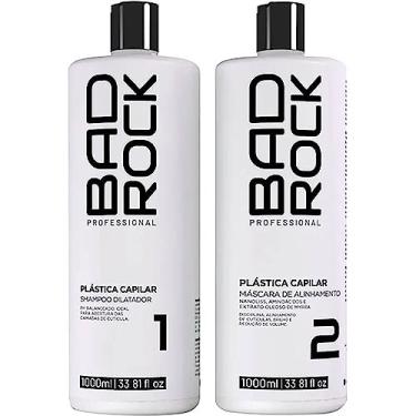 Imagem de Bad Rock Plástica Capilar - Kit Escova Progressiva Orgânica Nanotecnologia 2x 1L
