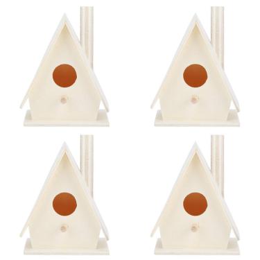 Imagem de Sluffs Bird House, 4 Pcs Mini Wood Bird House Nesting Box Wood Bird House Hanging Birds Nests Ornaments For Outdoor Garden Terrace Decoration