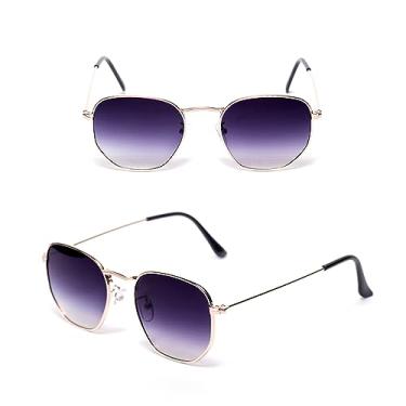 Imagem de Oculos de Sol Feminino Masculino Hexagonal Armação de Metal Desing Clássico Modelo Retrô Unissex Proteção 100% Conta Raios UV (DEGRADÊ)
