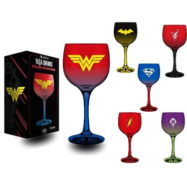 Imagem de Taça De Gin Tônica DC Comics Geek 615ml Colecionavel Grande Em Vidro Personagens Quadrinhos Super Herois HQ Drinks (Mulher Maravilha)