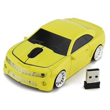 Imagem de Mini Mouse Usb 2.4g, Mouse de Computador Sem Fio Em Forma de Carro Esportivo, Mouse de Computador Com Sensor de Alta Precisão 2.4g para Laptop (YELLOW)