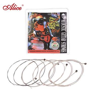 Imagem de SIMBAE Cordas Para Violão A306 Series Acústico Folk Guitar Strings Set Núcleo De Aço Inoxidável Núcleo de Aço Prata-chapeado de Liga de Cobre Ferida, 6 pçs/set, Extra Light (.010-. 047)