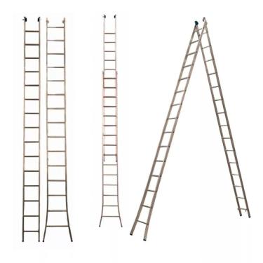 Imagem de Escada Extensiva Dupla De 2x15 - Alumínio 3 Em 1 - 30 Degraus - Alumasa