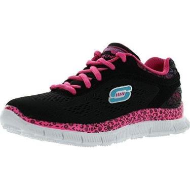 Imagem de Skechers Girls Skech Appeal Island Style Lace Up Sneakers,Black/Hot Pink,11