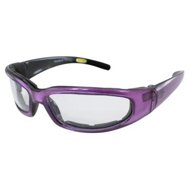 Imagem de Birdz Óculos de sol femininos para motocicleta, armação roxa acolchoada com lentes transparentes da Eyewear Chill