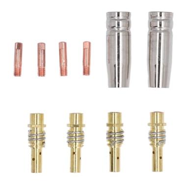 Imagem de Kit de Consumíveis de Soldagem MIG Conjunto de Bicos de Pistola de Soldagem Pontas de Contato de Cobre Bico de Bielas Substituição de Boca Condutiva MIG MAG para Tocha de