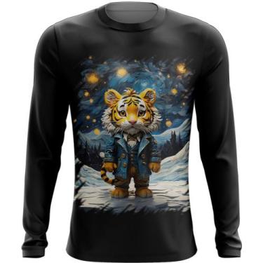 Imagem de Camiseta Manga Longa Tigre Noite Estrelada Van Gogh 5 - Kasubeck Store