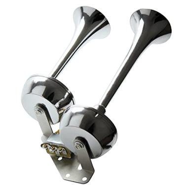 Imagem de FARBIN Kit de buzina de trem 12 V buzina de carro buzinas de caminhão alto universal trompete duplo buzinas de ar com suporte e relé para carro, motocicleta, caminhonete, barco