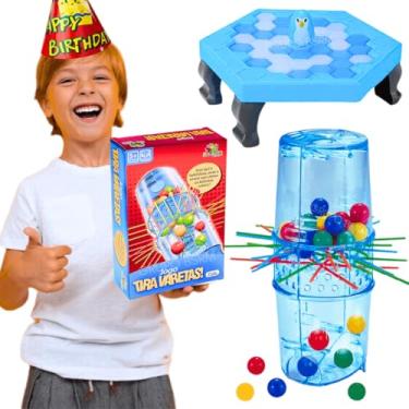 Imagem de Kit jogos de tabuleiro infantil educativos pedagogicos Jogo Pinguim Quebra Gelo Numa Fria presente menino menina brinquedo criança 5 anos + Tira Vareta Tubo Pega Varetas Art Brink