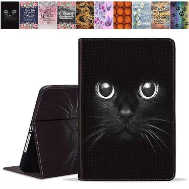 Imagem de DEHJYYIJUY Capa para Samsung Galaxy Tab S6 Lite 10,4 polegadas 2022/2020 (SM-P610/P613/P615/P619) - Capa inteligente fina de couro PU com despertar/hibernar automaticamente, lindo rosto de gato preto